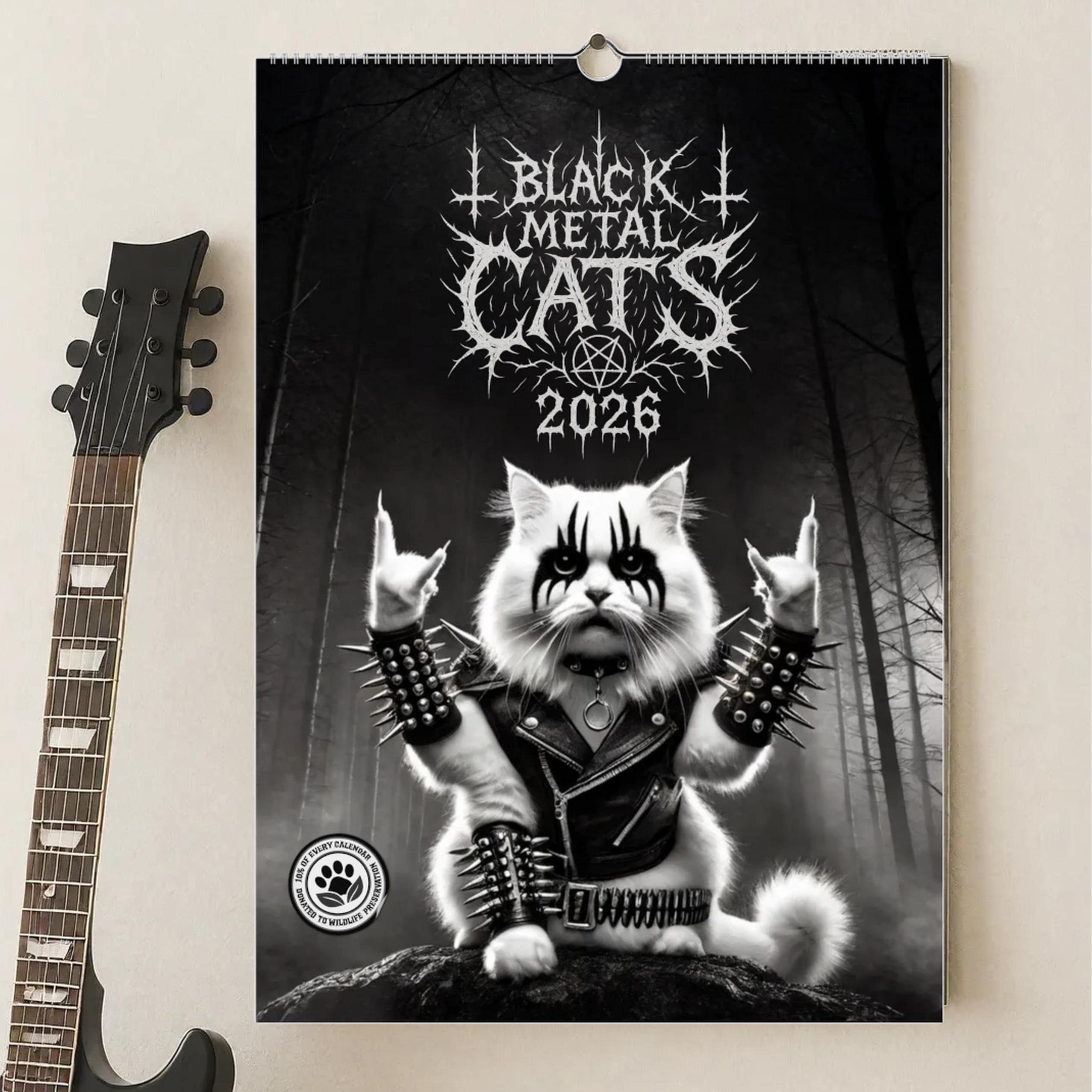 Black Metal Cats 2026 - Wall Calendar 2026