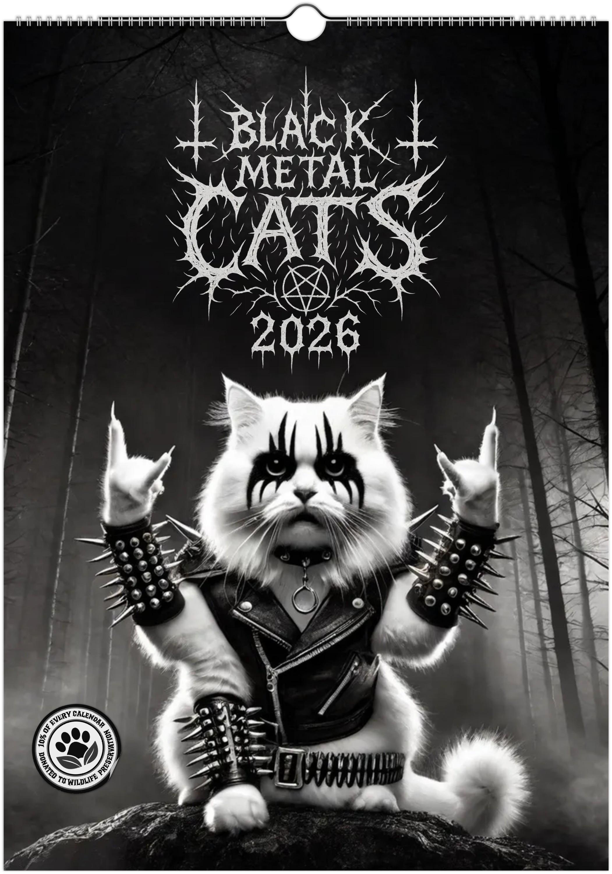 Black Metal Cats 2026 - Wall Calendar 2026