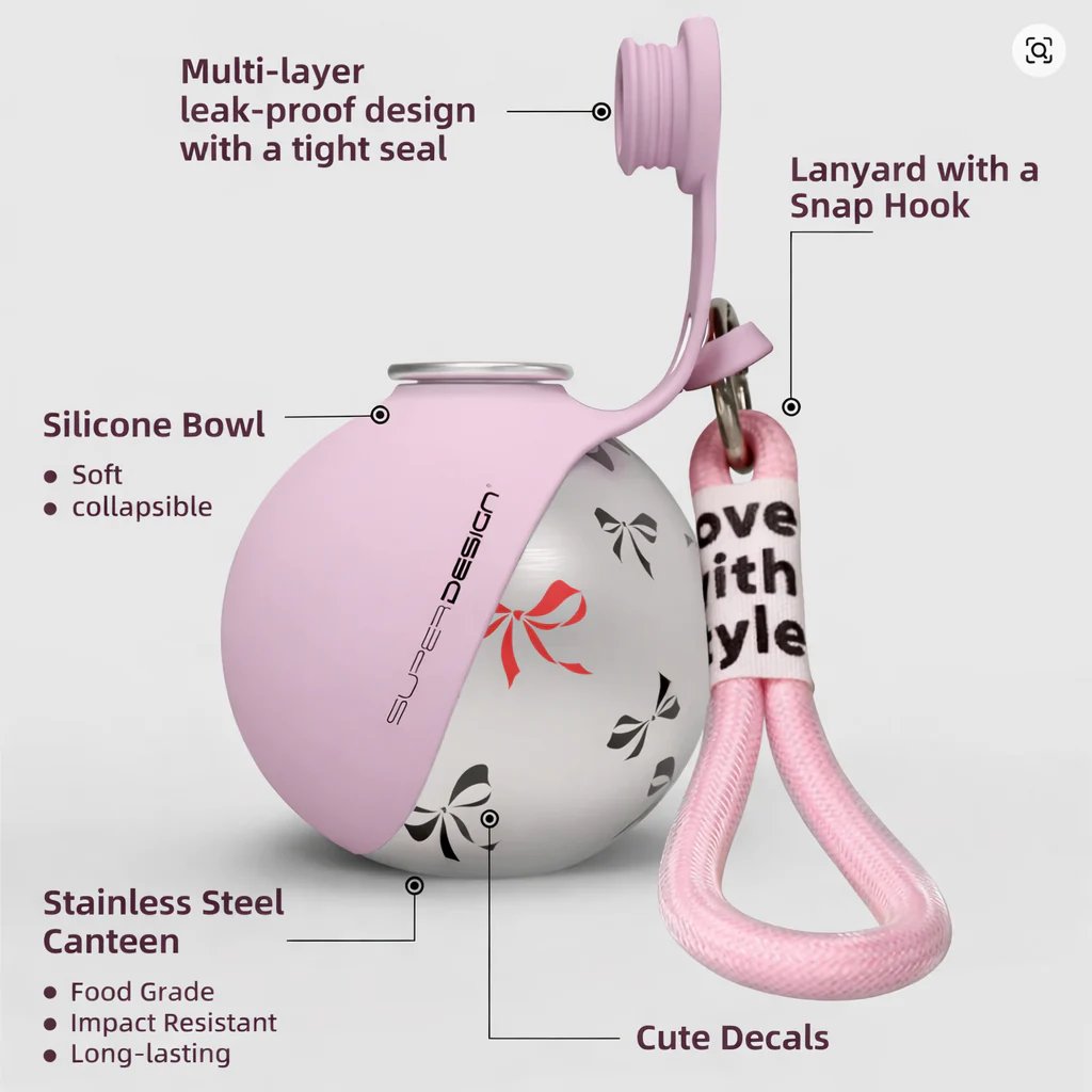 💪 SELLING FAST! 49% OFF 🐾 2-in-1 Stainless Steel Portable Dog Travel Bottle & Bowl