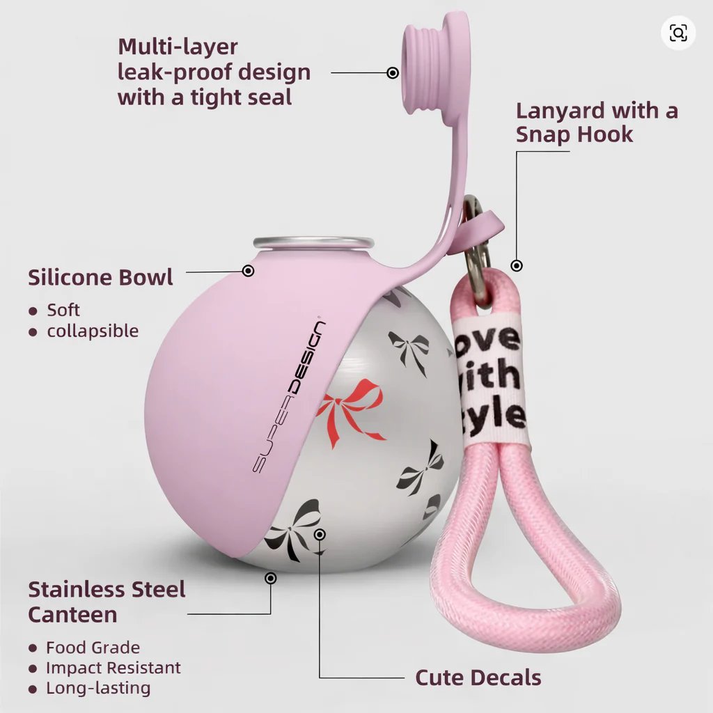 💪 SELLING FAST! 49% OFF 🐾 2-in-1 Stainless Steel Portable Dog Travel Bottle & Bowl