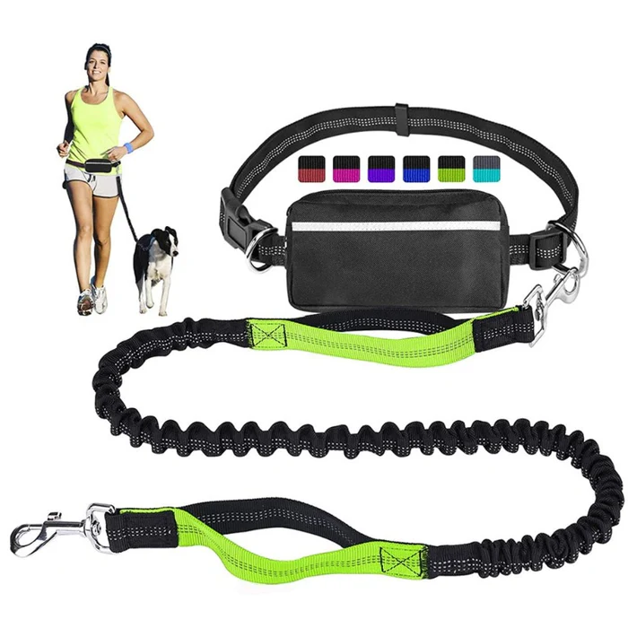 Hands-Free Reflective Dog Leash with Waist Zipper Pocket