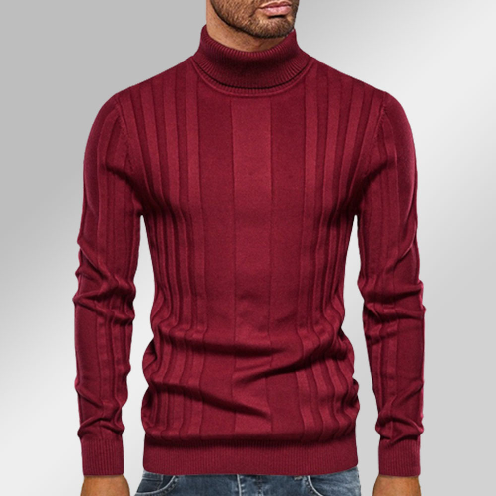 Shobous Men's Casual Turtleneck Knitted Pullover Sweater