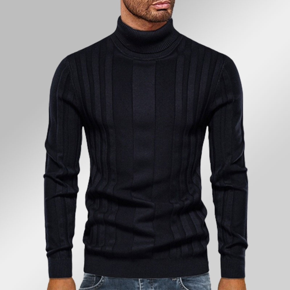 Shobous Men's Casual Turtleneck Knitted Pullover Sweater