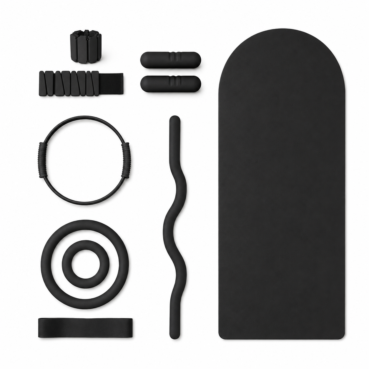 Custom Black Yoga Mat & Pilates Weight Set