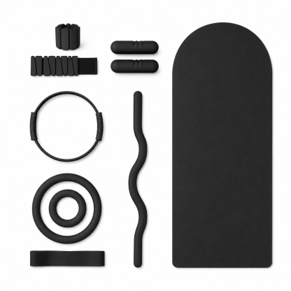 Custom Black Yoga Mat & Pilates Weight Set