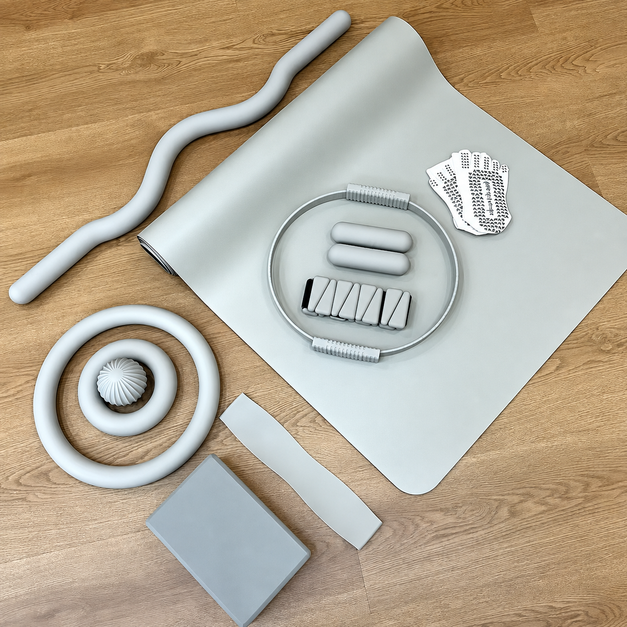 Custom Black Yoga Mat & Pilates Weight Set