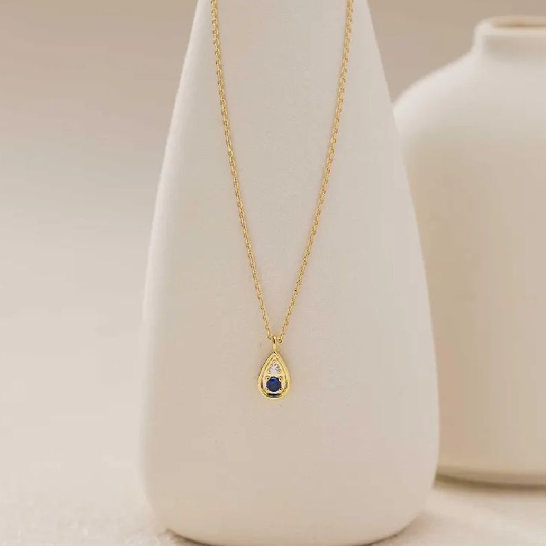 Mother And Daughter Forever Linked Together Custom Teardrop Birthstone Necklace