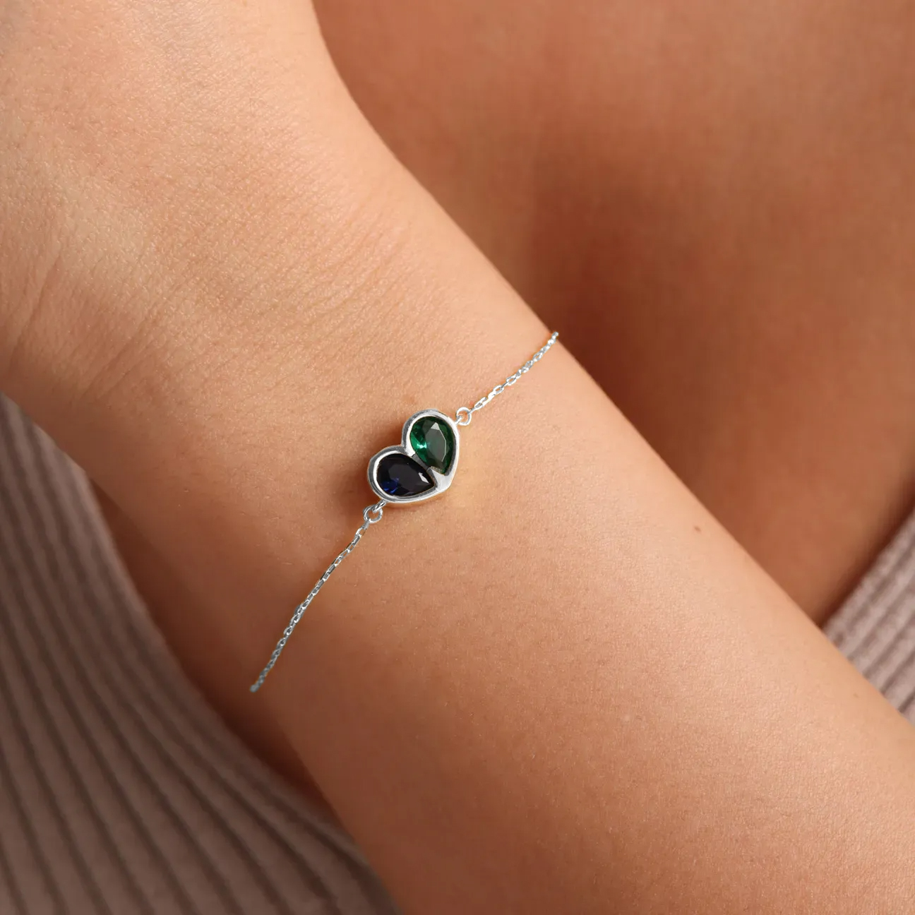 💝VALENTINE'S DAY PRE-SALE🎁FOREVER LINKED TOGETHER CUSTOM HEART BIRTHSTONES BRACELET