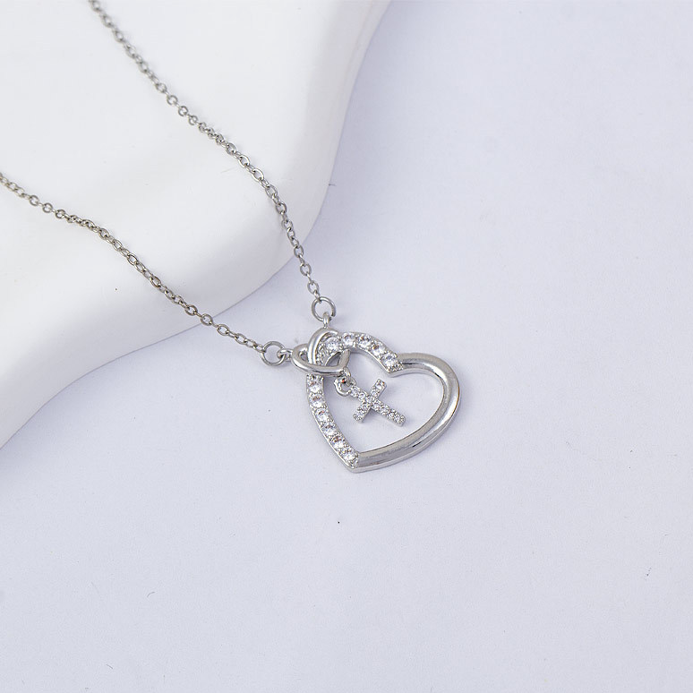 For Love- We Will Meet Again Heart Cross Necklace