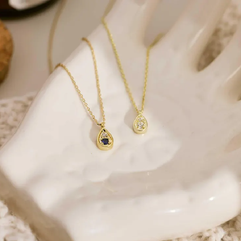 Mother And Daughter Forever Linked Together Custom Teardrop Birthstone Necklace