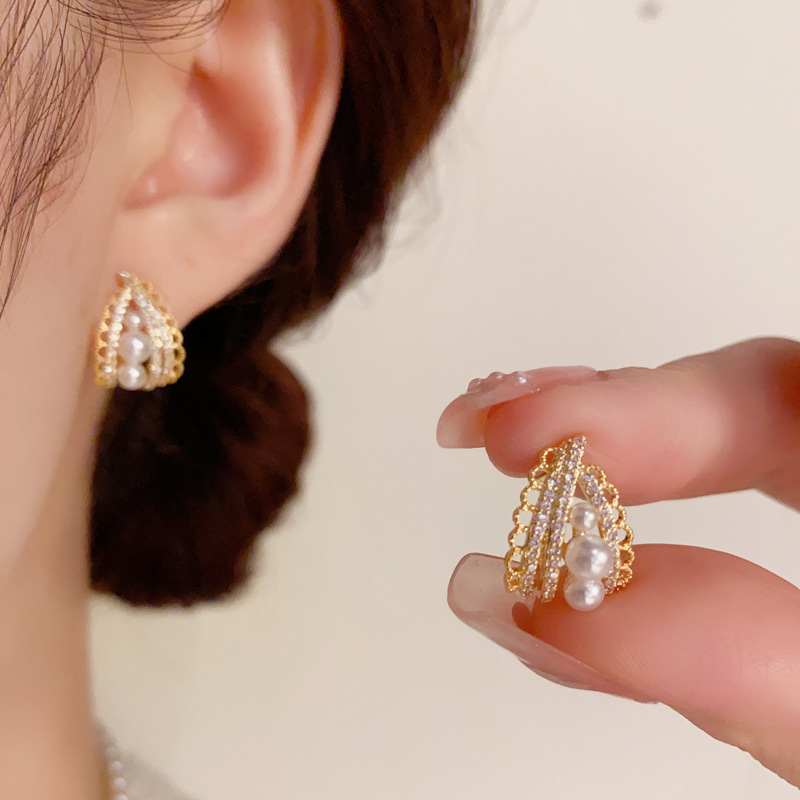 🌸Vintage Pearl Zircon Lace Earrings