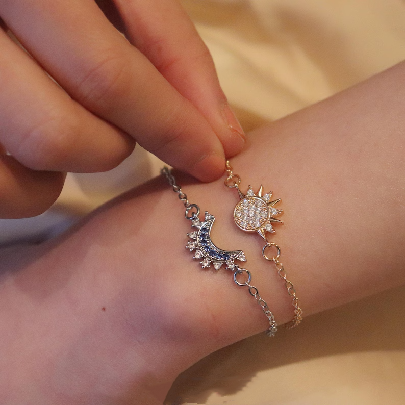 For Bonus Daughter - Hearts Are Linked Moon And Star Bracelet