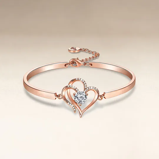 For Granddaughter- We Are Connected By Heart Diamond Bracelet