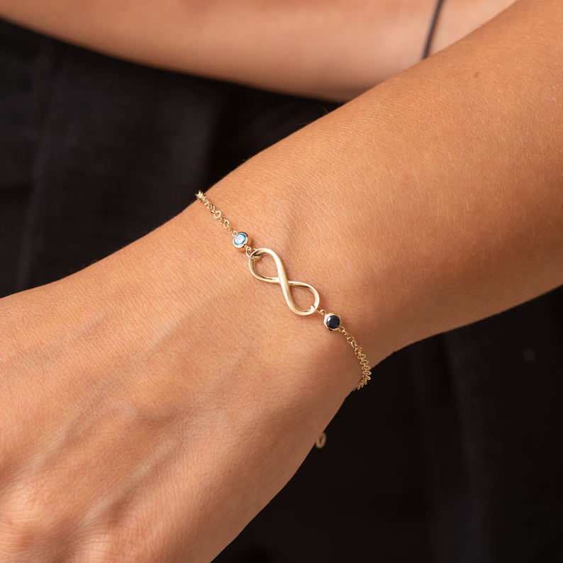 FOR FRIEND- THE FRIENDSHIP BETWEEN US WILL EXTEND INFINITELY CUSTOM BIRTHSTONES BRACELET