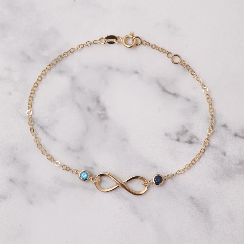 FOR FRIEND- THE FRIENDSHIP BETWEEN US WILL EXTEND INFINITELY CUSTOM BIRTHSTONES BRACELET