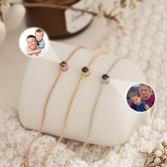 For Love - Sterling Silver Custom Photo Projection Bracelet