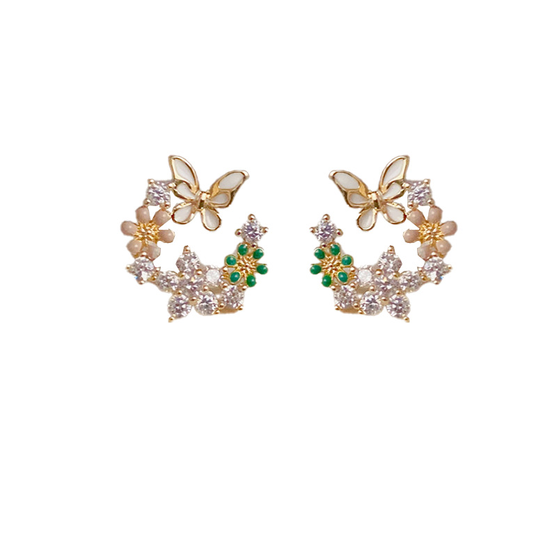 🎄Christmas Hot Sale🎁Butterfly Wreath Zircon Earrings