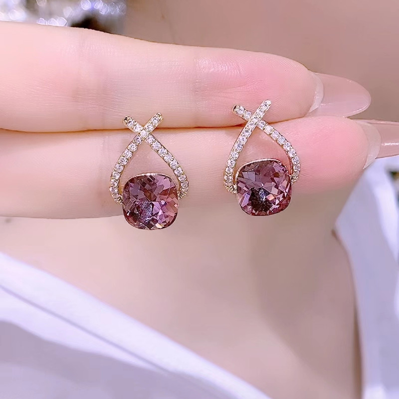 🌸2024 Spring Hot Sale✨Cross Purple Zircon Earrings