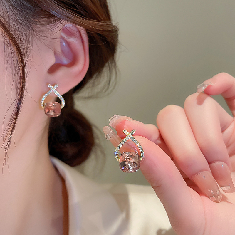 🌸2024 Spring Hot Sale✨Cross Purple Zircon Earrings