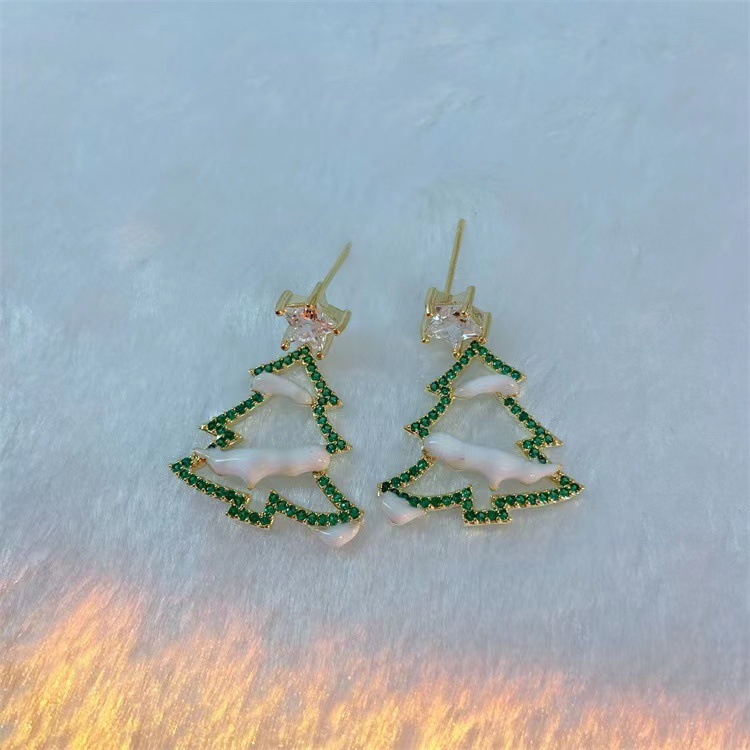 🎄Christmas Hot Sale✨White Snow Christmas Tree Earrings