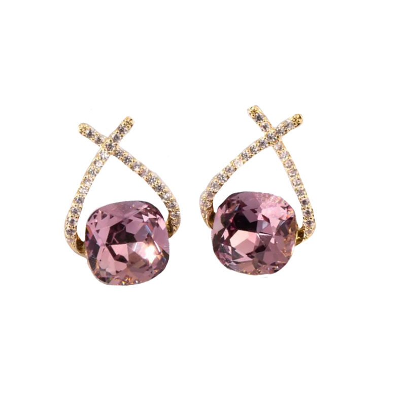 🌸2024 Spring Hot Sale✨Cross Purple Zircon Earrings