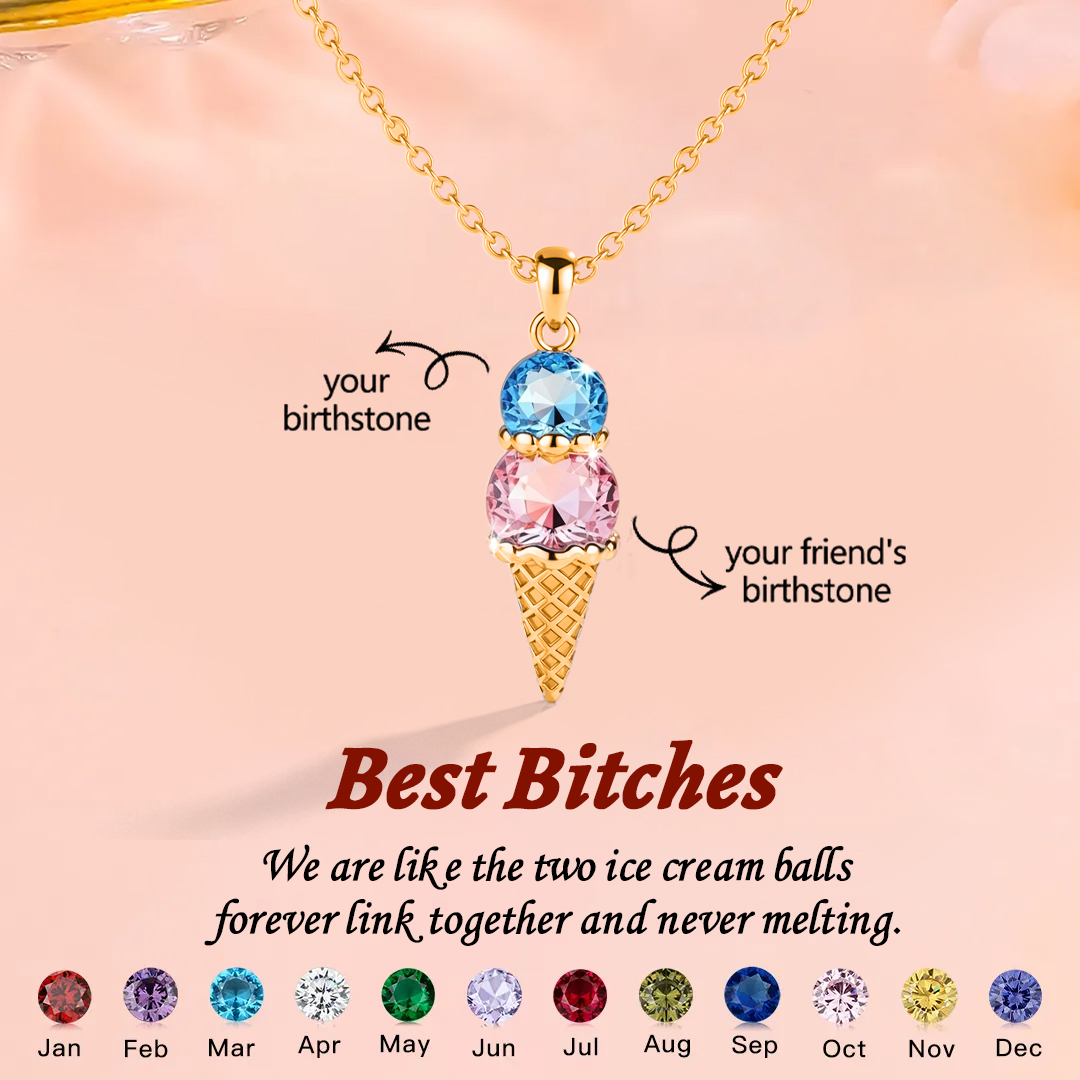 For Friend- Custom Sweet Ice Cream Birthstones Necklace