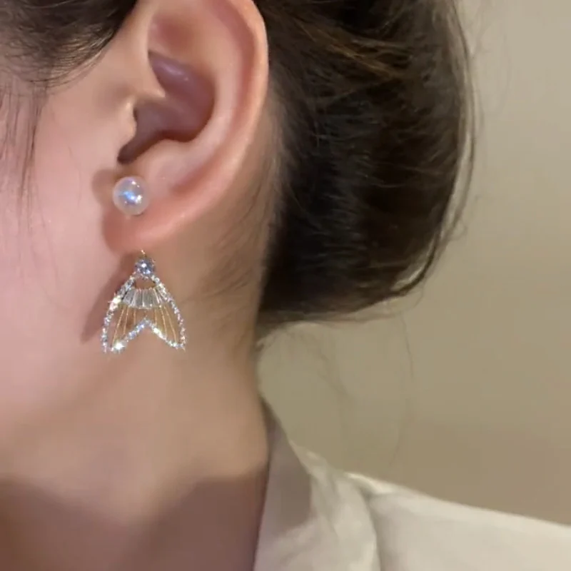 🎄Christmas Hot Sale✨Sparkling Mermaid Pearl Fishtail Earrings