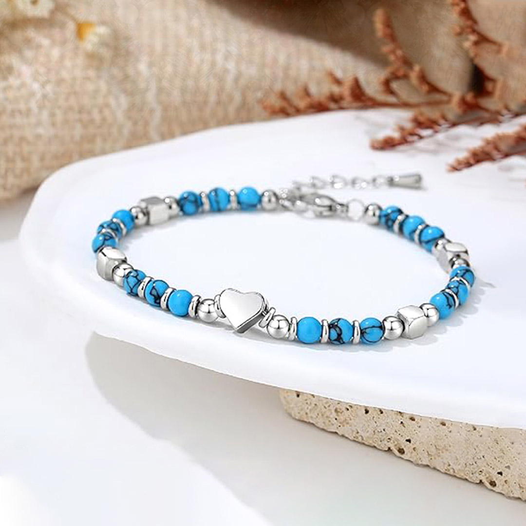 To My Granddaughter-Turquoise Heart Bracelet