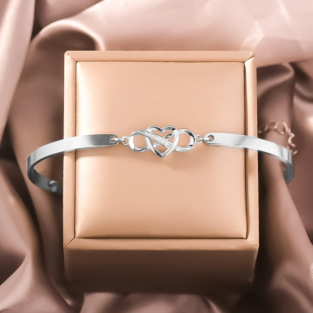 For Love - I Love You Forever and Always Infinity Heart Bracelet