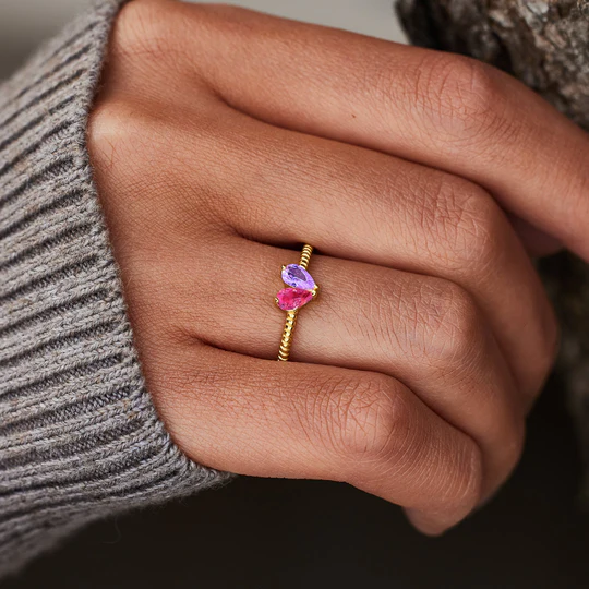 For Love - Partners In Love Heart Custom Birthstone Ring