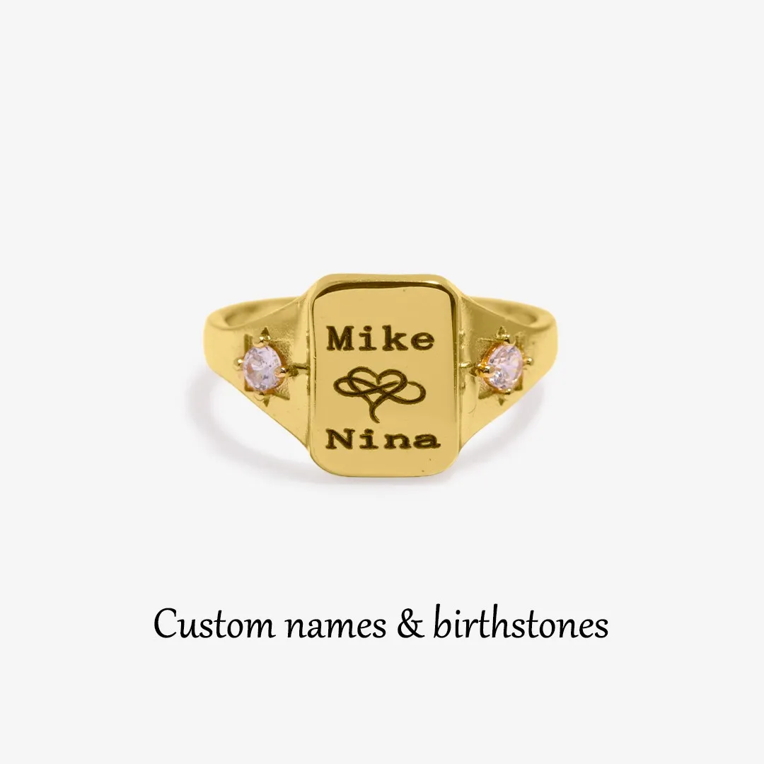 FOR LOVE - BELOVE CUSTOM NAMES AND BIRTHSTONES DAINTY RING