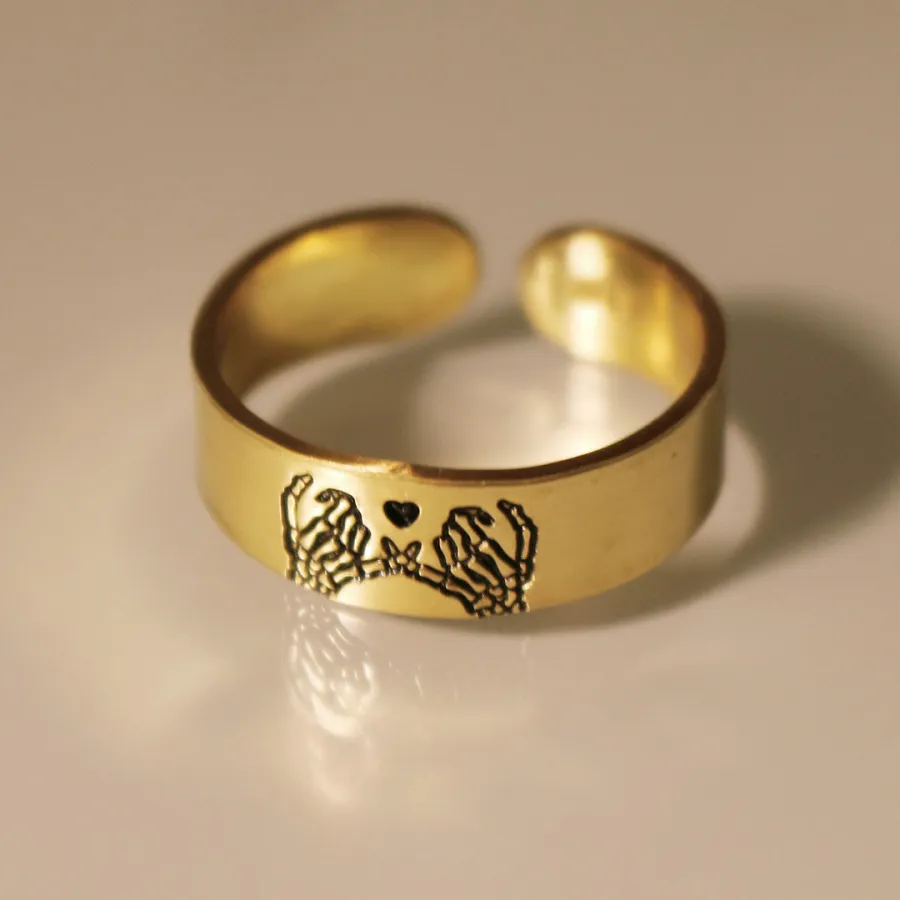 FOR FRIEND - RIDE OR DIE SKELETON PINKY PROMISE RING