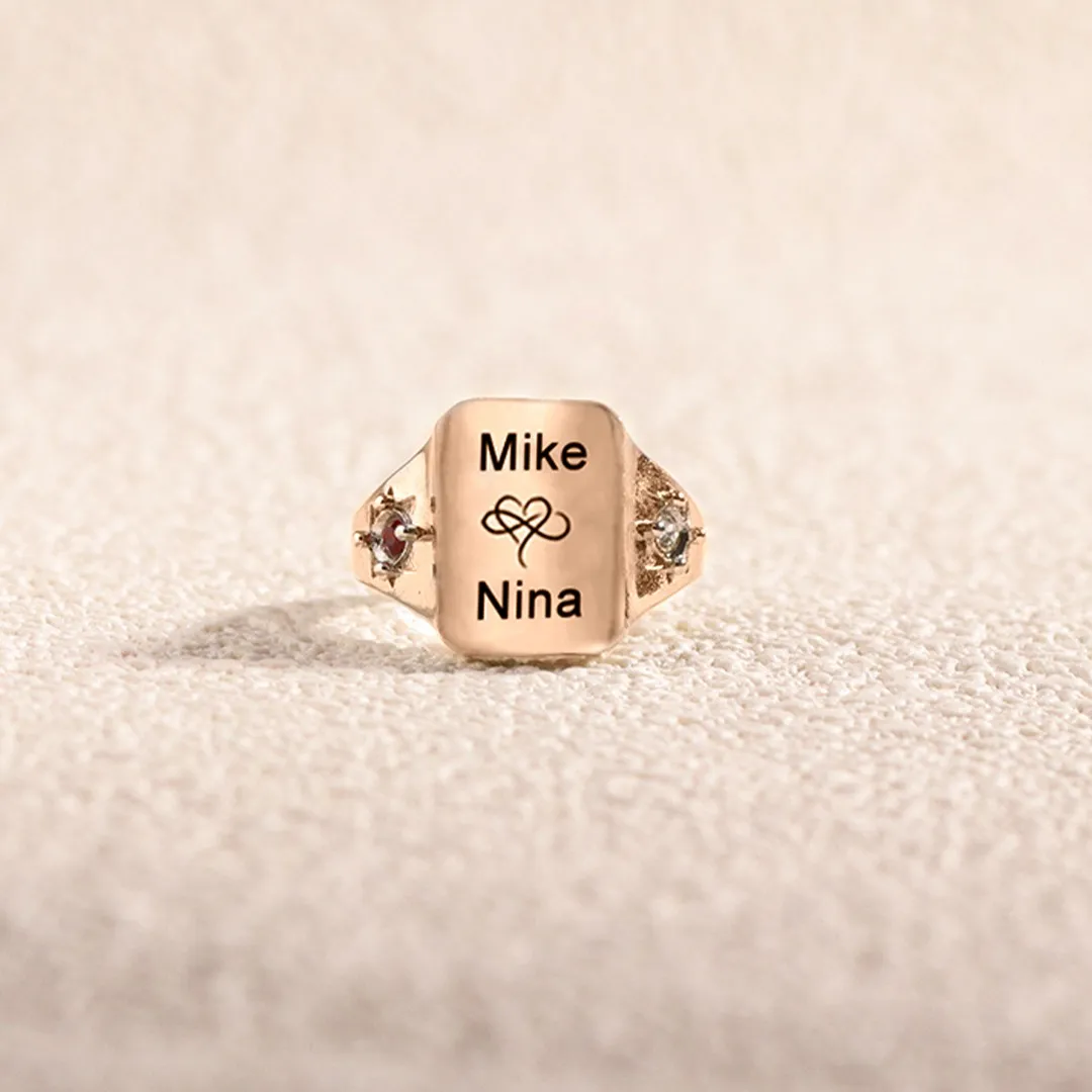 FOR LOVE - BELOVE CUSTOM NAMES AND BIRTHSTONES DAINTY RING