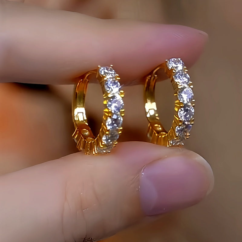 💐Mother's Day Pre-sale💝14K Gold-Plated Elegant Zircon Diamond Hoop Earrings