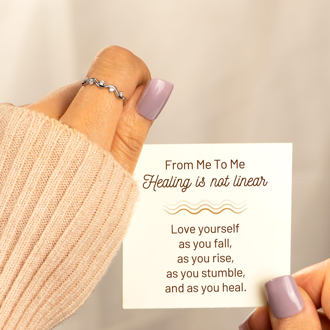 💐Mother's Day Pre-sale💝Healing Is Not Linear Self Love Highs And Lows Wave Ring