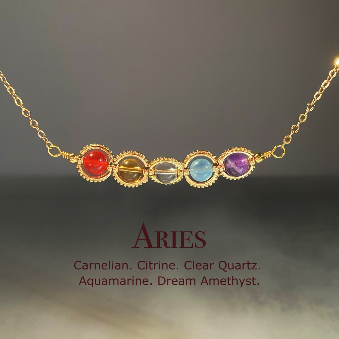 Natural Birthstone Zodiac Necklace - Personalized Astrology Pendant & Gift