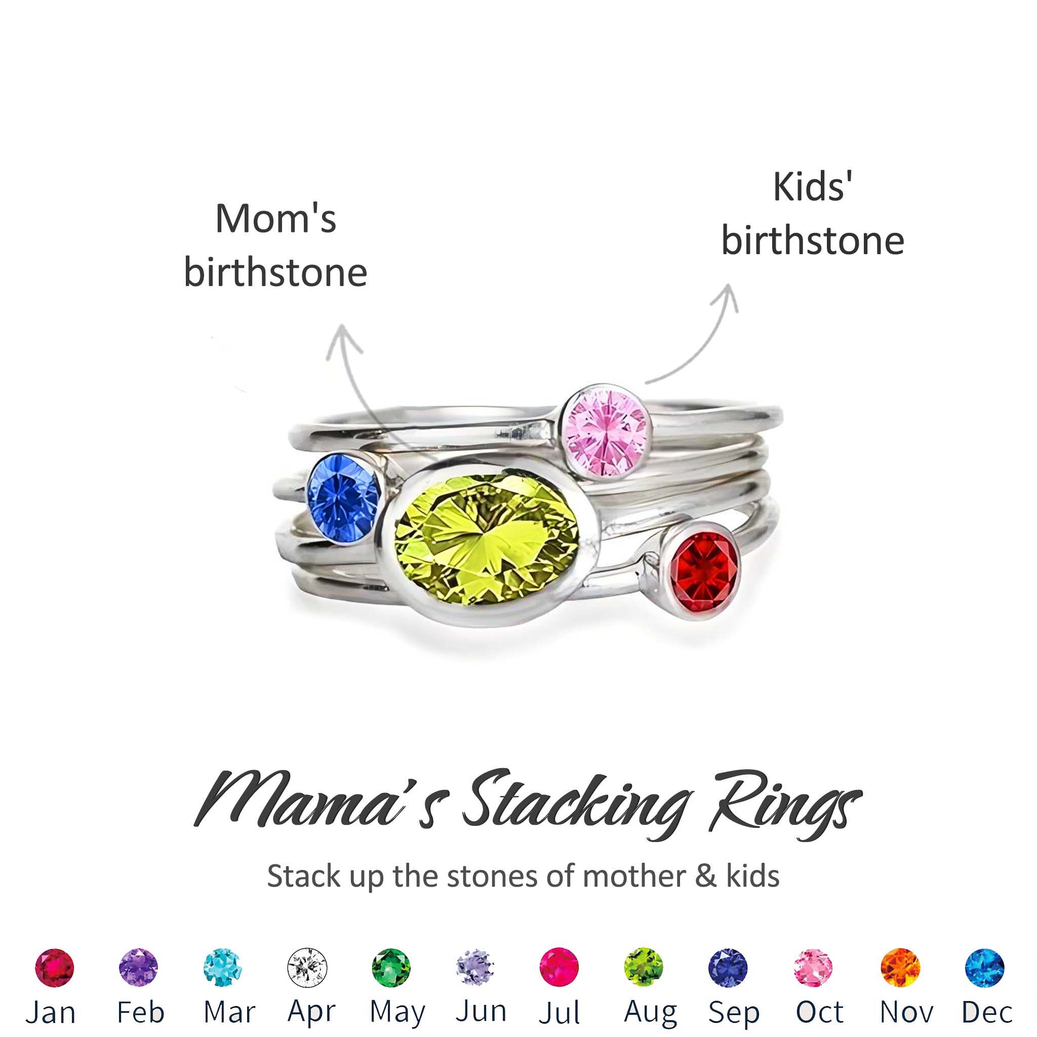 Mama's Stacking Birthstone Adjustable Ring