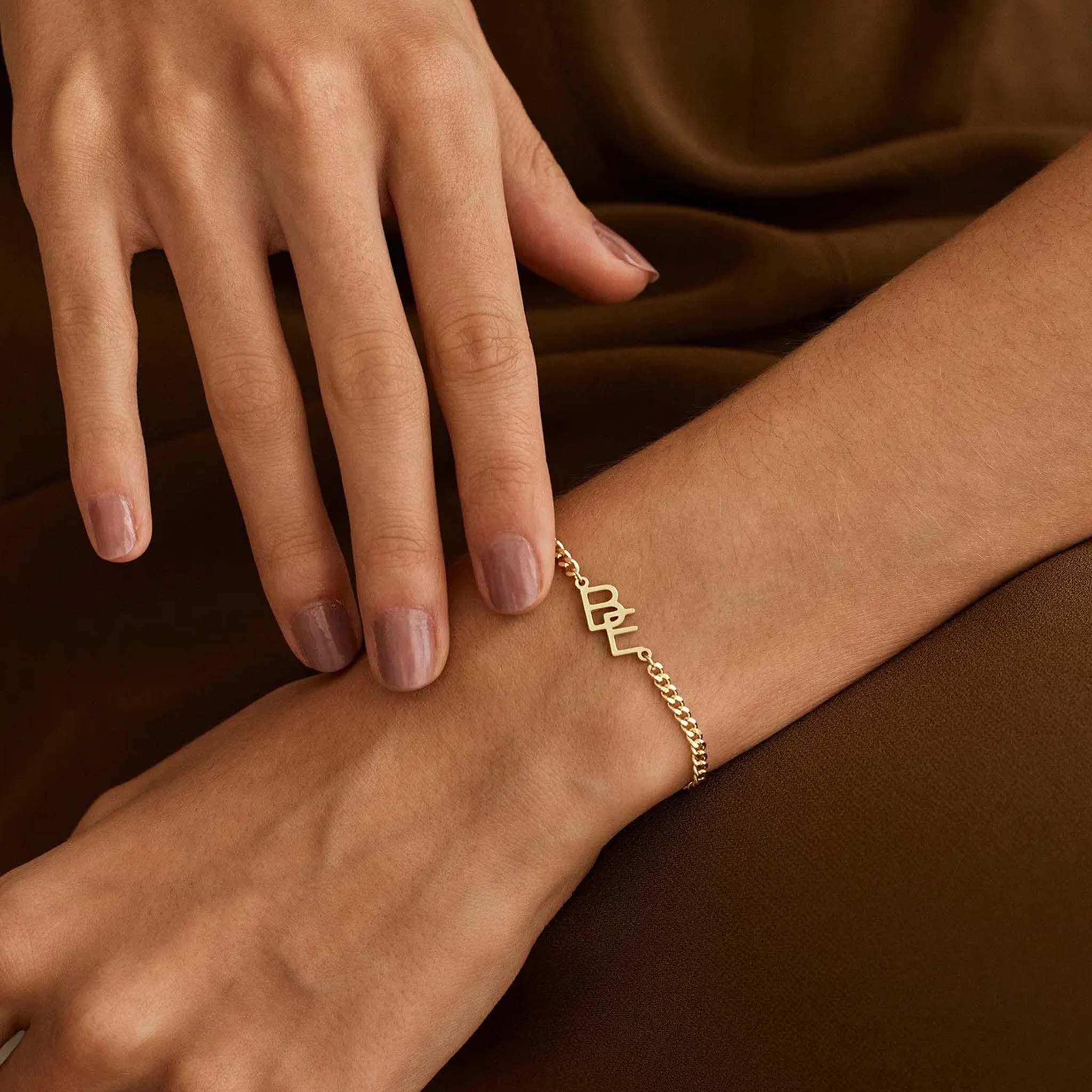 Custom Two Initial Interlocking Bracelet