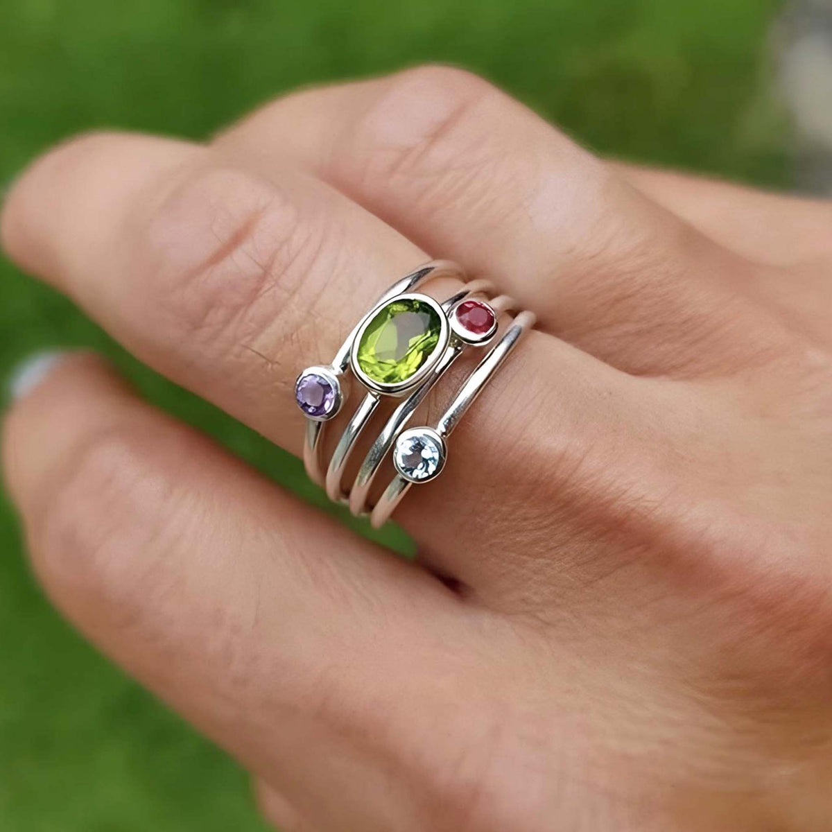 Mama's Stacking Birthstone Adjustable Ring