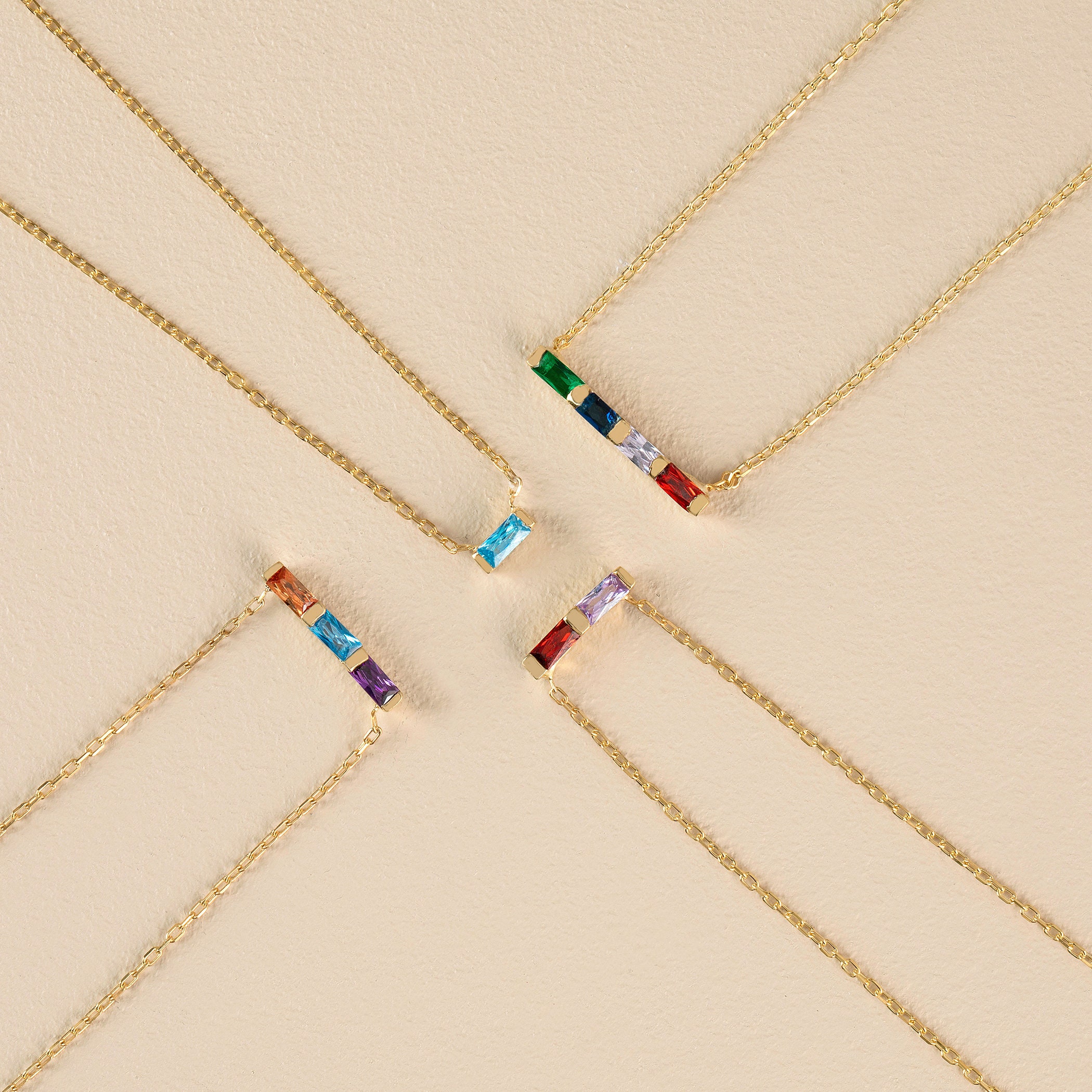 For Friend- Custom Baguette Birthstone Necklace