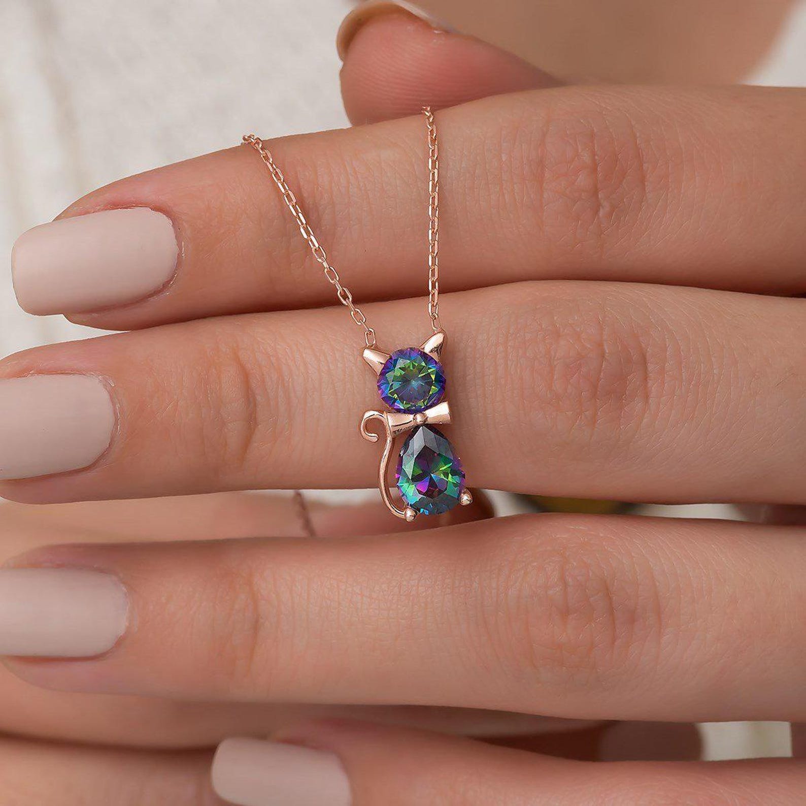 💐Mother's Day Pre-sale💝For Cat Lover-Birthstone Kitten Necklace