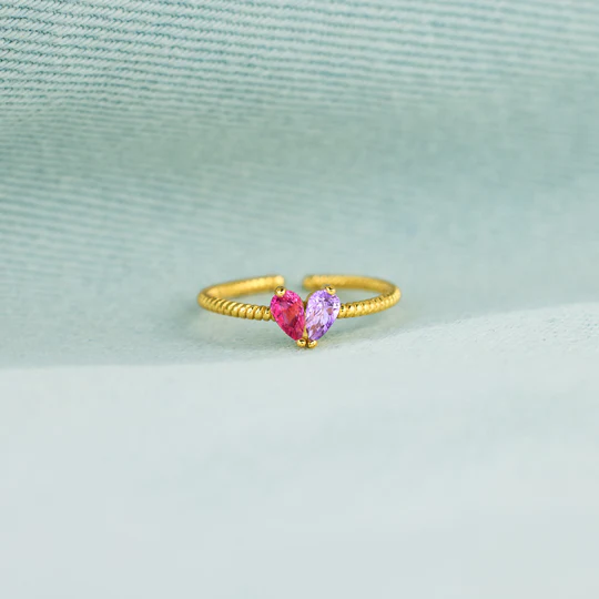 For Love - Partners In Love Heart Custom Birthstone Ring