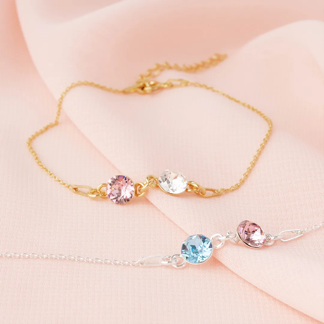 Mother And Daughter Forever Linked Together Custom Birthstones Bracelet