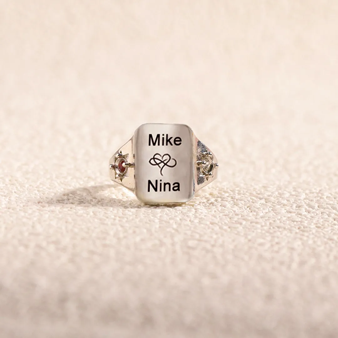 FOR LOVE - BELOVE CUSTOM NAMES AND BIRTHSTONES DAINTY RING