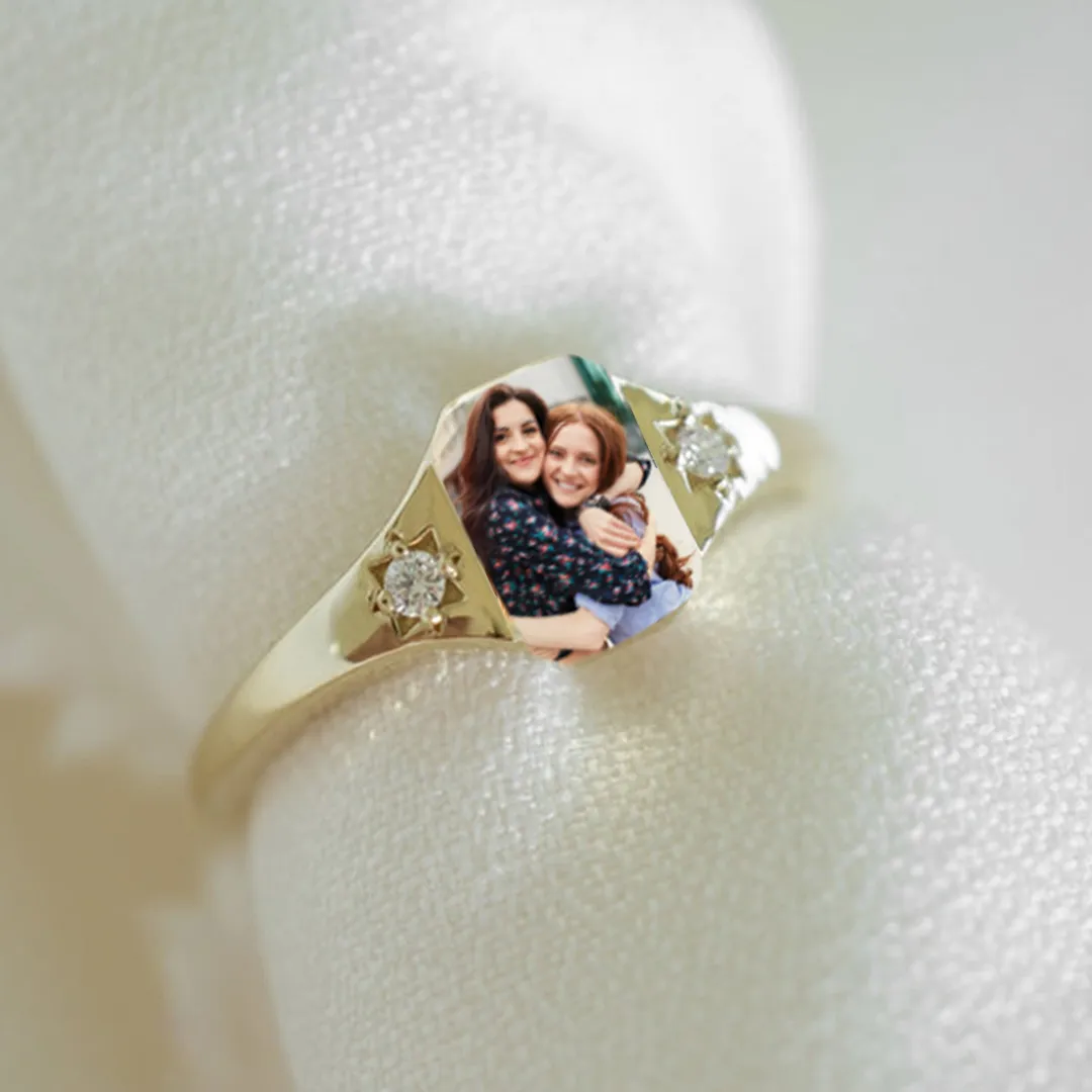 For Sister - Photo Birthstone Custom Ring