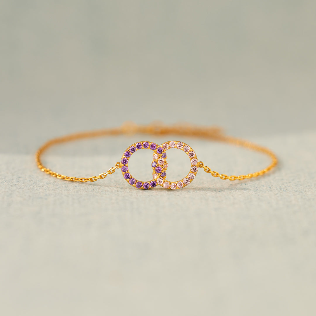 🎄Christmas Pre-sale🎁Mother & Daughter Birthstone Knitted Interlocking Bracelet