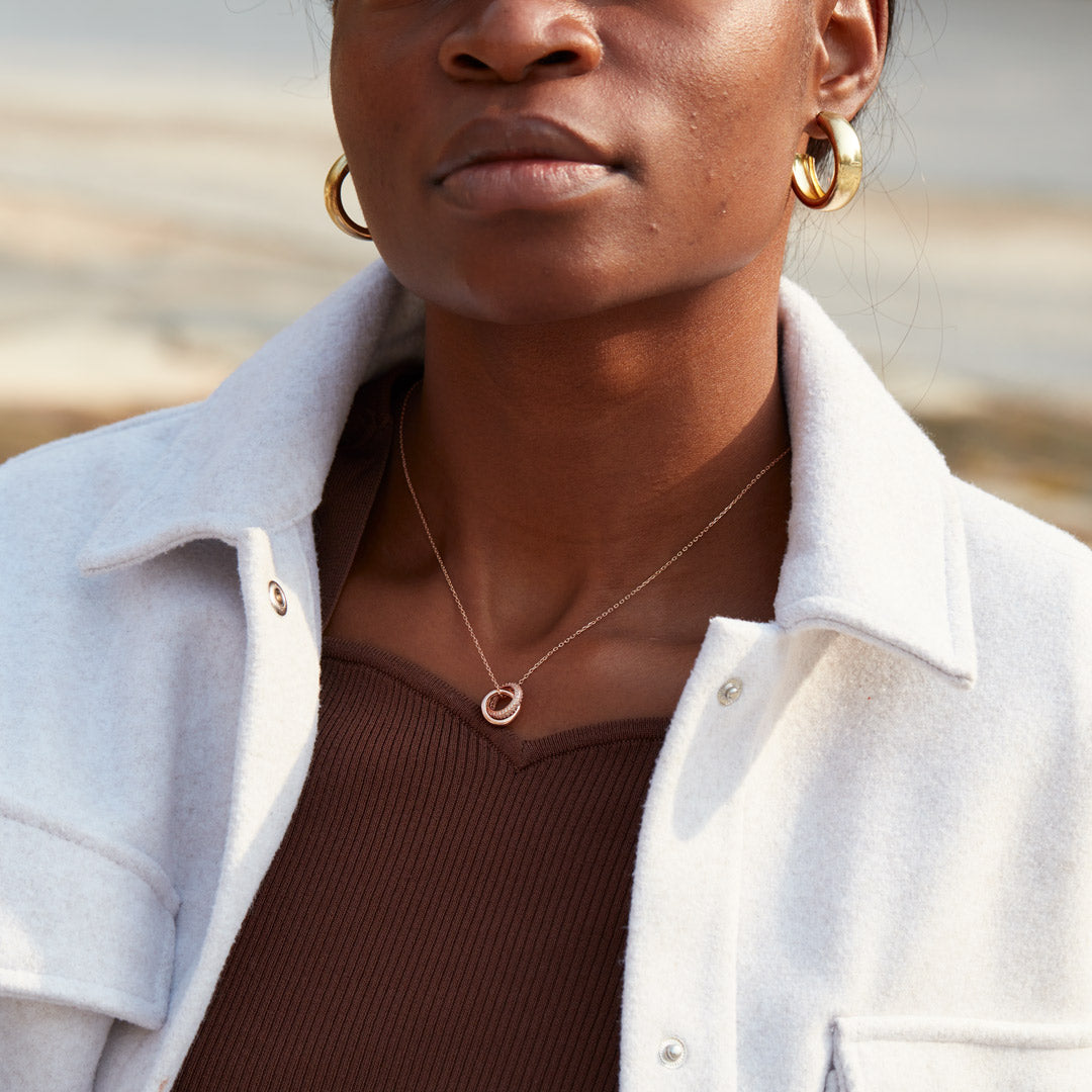 925 Sterling Silver Mother & Daughter Bond That Links Us Together Interlocking Necklace