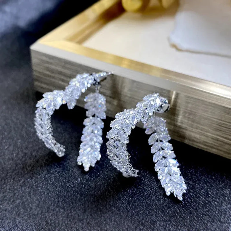 💐Mother's Day Pre-sale💝14K Gold-Plated Exquisite Crystal Heart Wheat Earrings