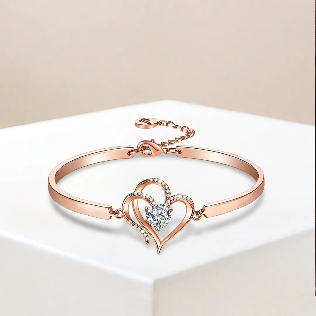 For Love - I Want All Of My Lasts To Be With You Double Heart Bracelet