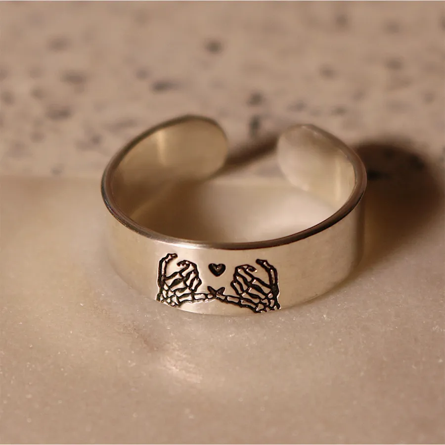 FOR FRIEND - RIDE OR DIE SKELETON PINKY PROMISE RING